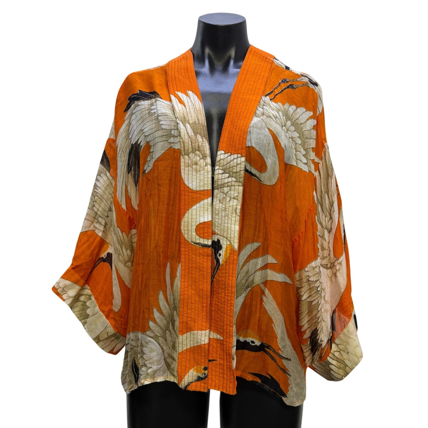 One Hundred Stars Kimono Cardigan Orange & Cream OS