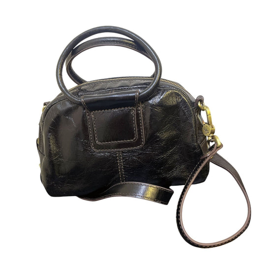 Hobo Black Leather Crossbody Bag With Top Handle & Zipper Closure