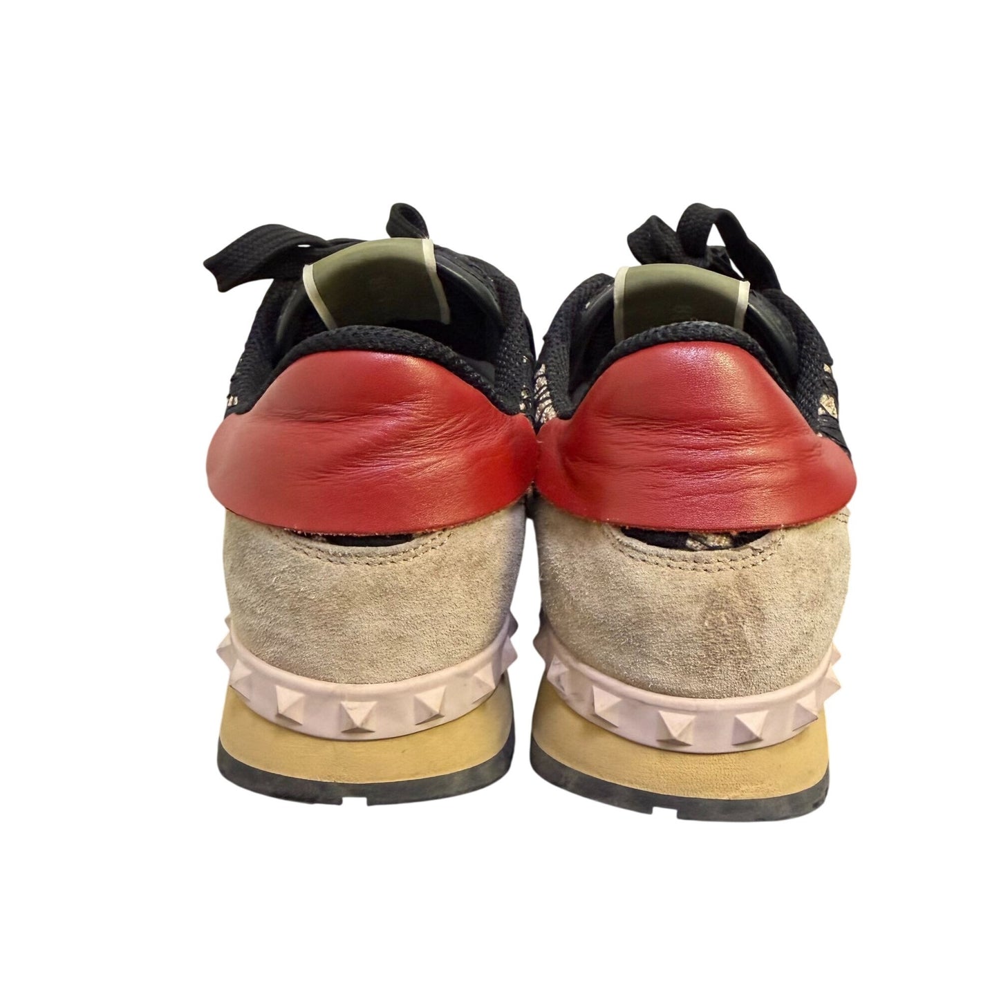 Valentino Garavani Black Lace Sneakers With Red Accents Size 7.5/38