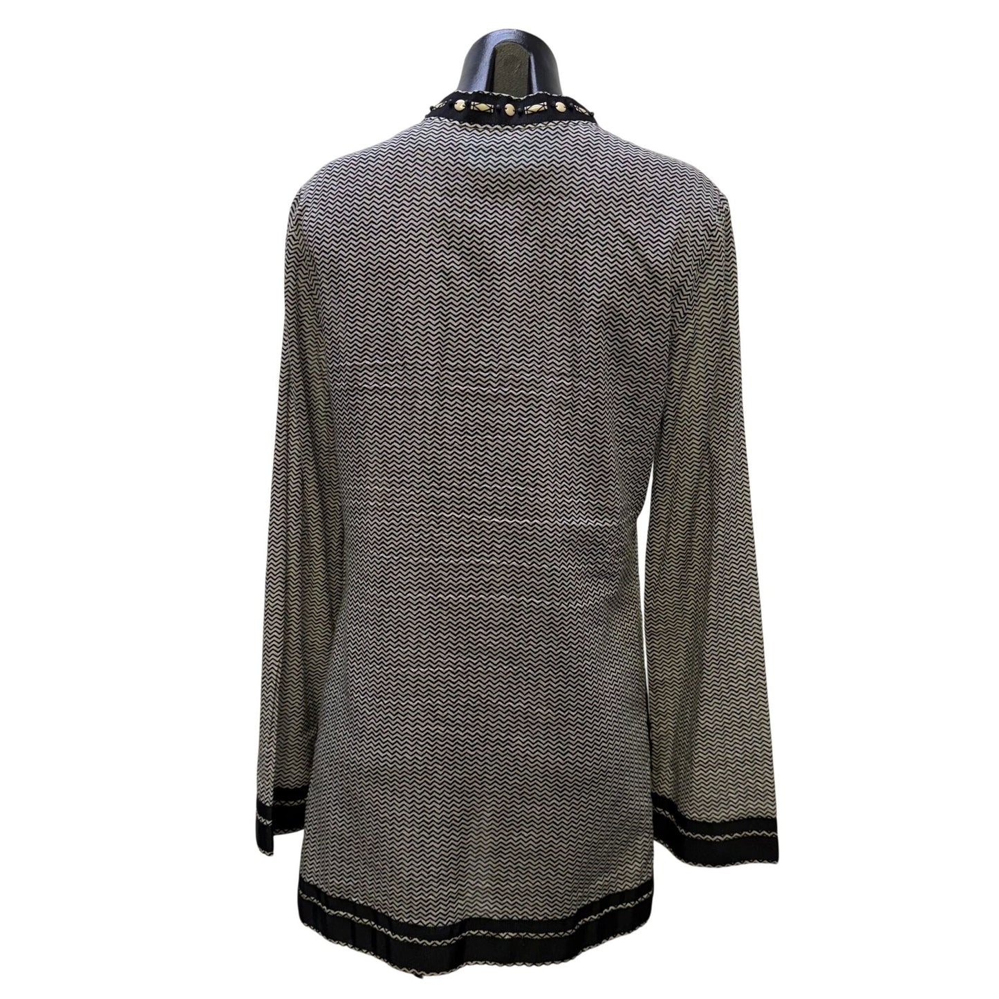 Tory Burch Black & White Chevron Tunic Blouse Size 8