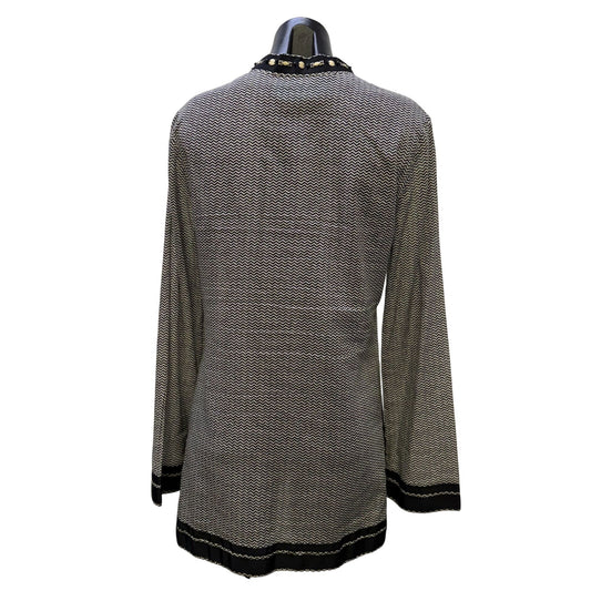 Tory Burch Black & White Chevron Tunic Blouse Size 8