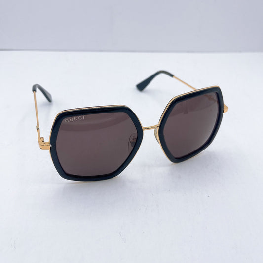 Gucci GG106S Gold Brown Rectangle Shape Sunglasses Shades Medium