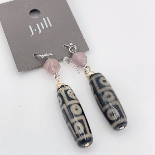 J Jill Semi-Precious Levander Wooden Stones Dangle Earrings Medium