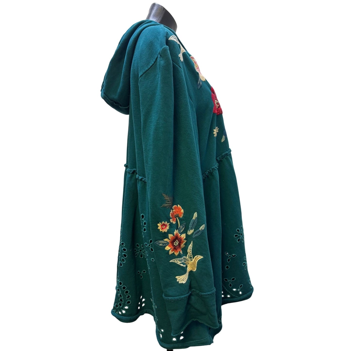 Johnny Was Green Embroidered Hoodie Jacket XXL