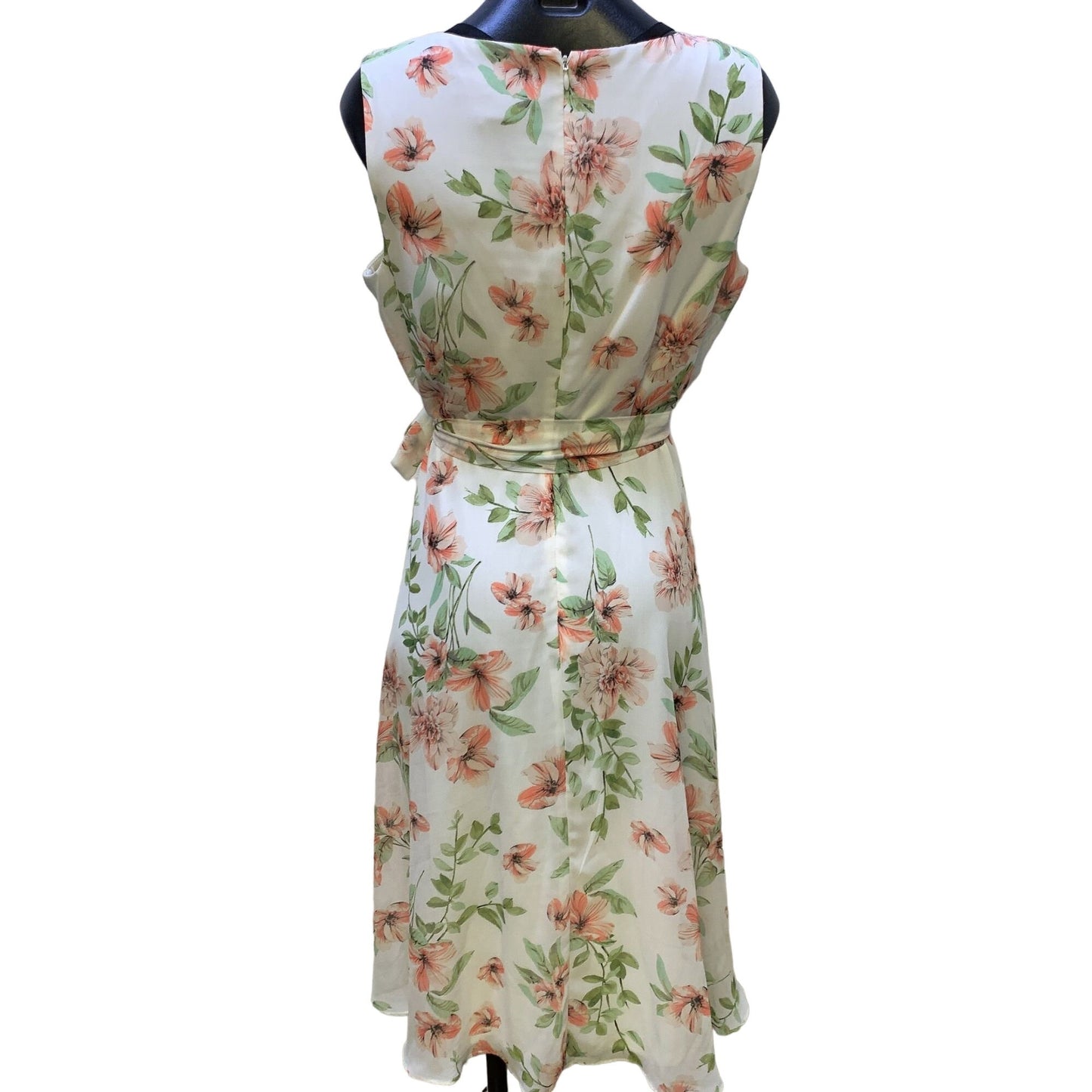 *Jessica Howard Ivory & Green Floral Print Dress Size 10P