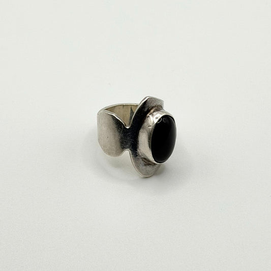 925 Sterling Silver & Black Onyx Wrap Ring Size 5
