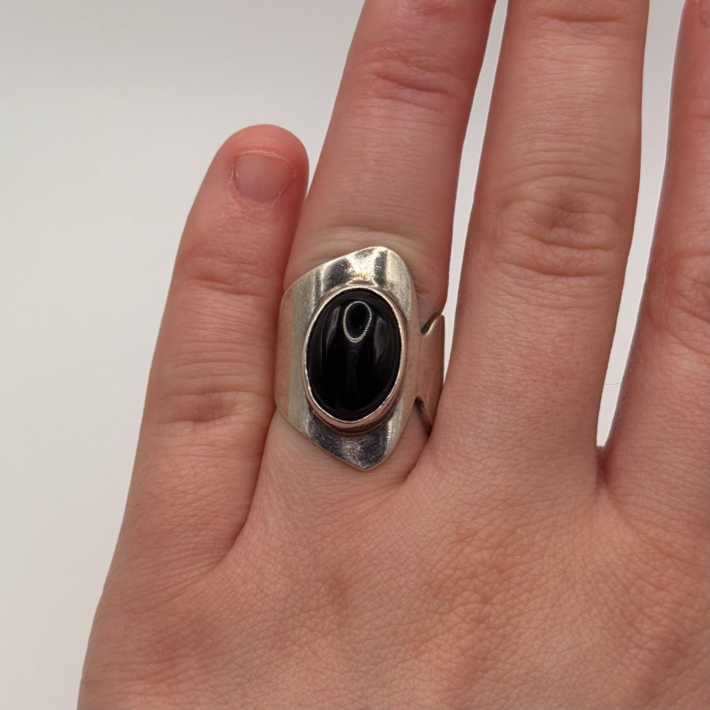 925 Sterling Silver & Black Onyx Wrap Ring Size 5