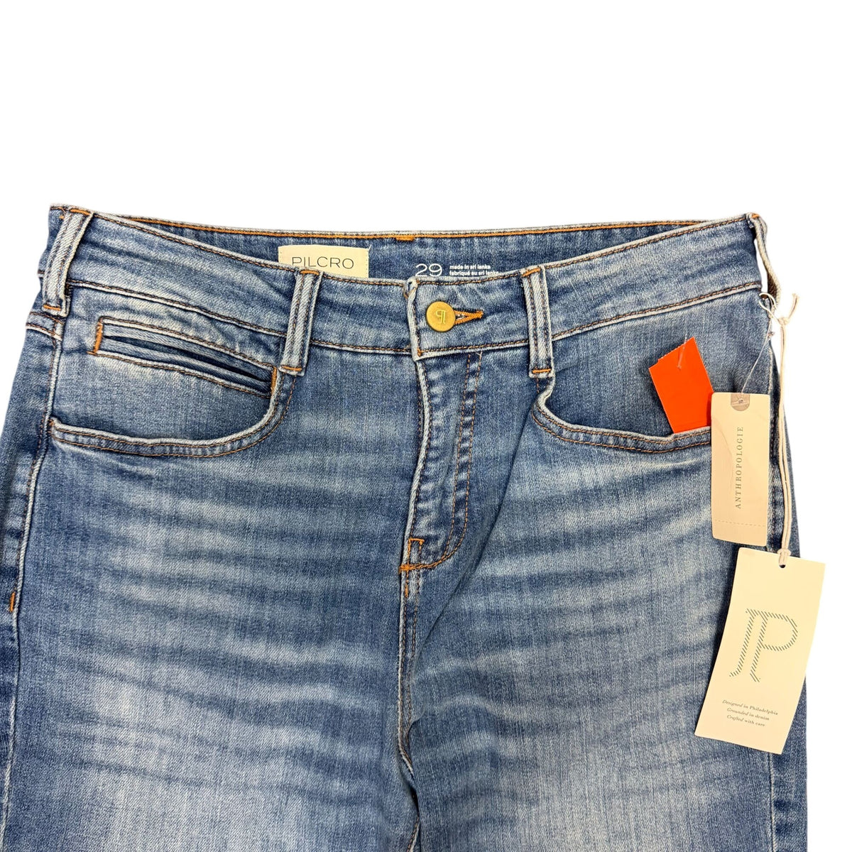 NWT Pilcro Anthropologie Straight-Leg Blue Denim Jeans 8/29