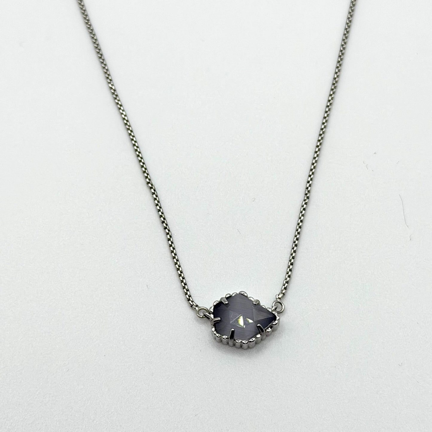 Kendra Scott Tess Gray Pendant Necklace Silver Tone