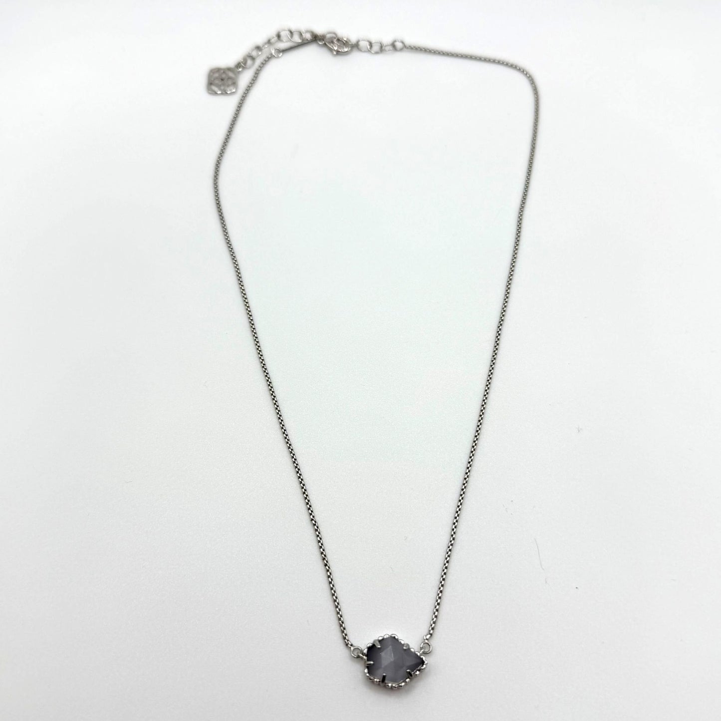 Kendra Scott Tess Gray Pendant Necklace Silver Tone