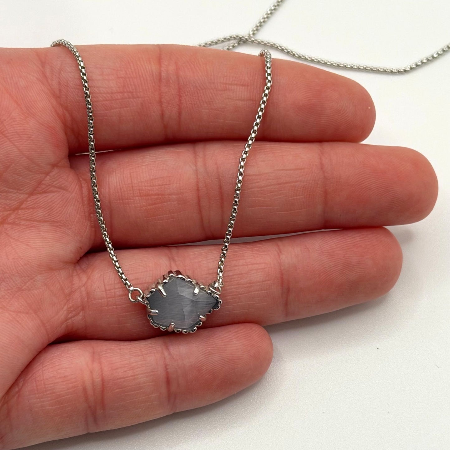 Kendra Scott Tess Gray Pendant Necklace Silver Tone