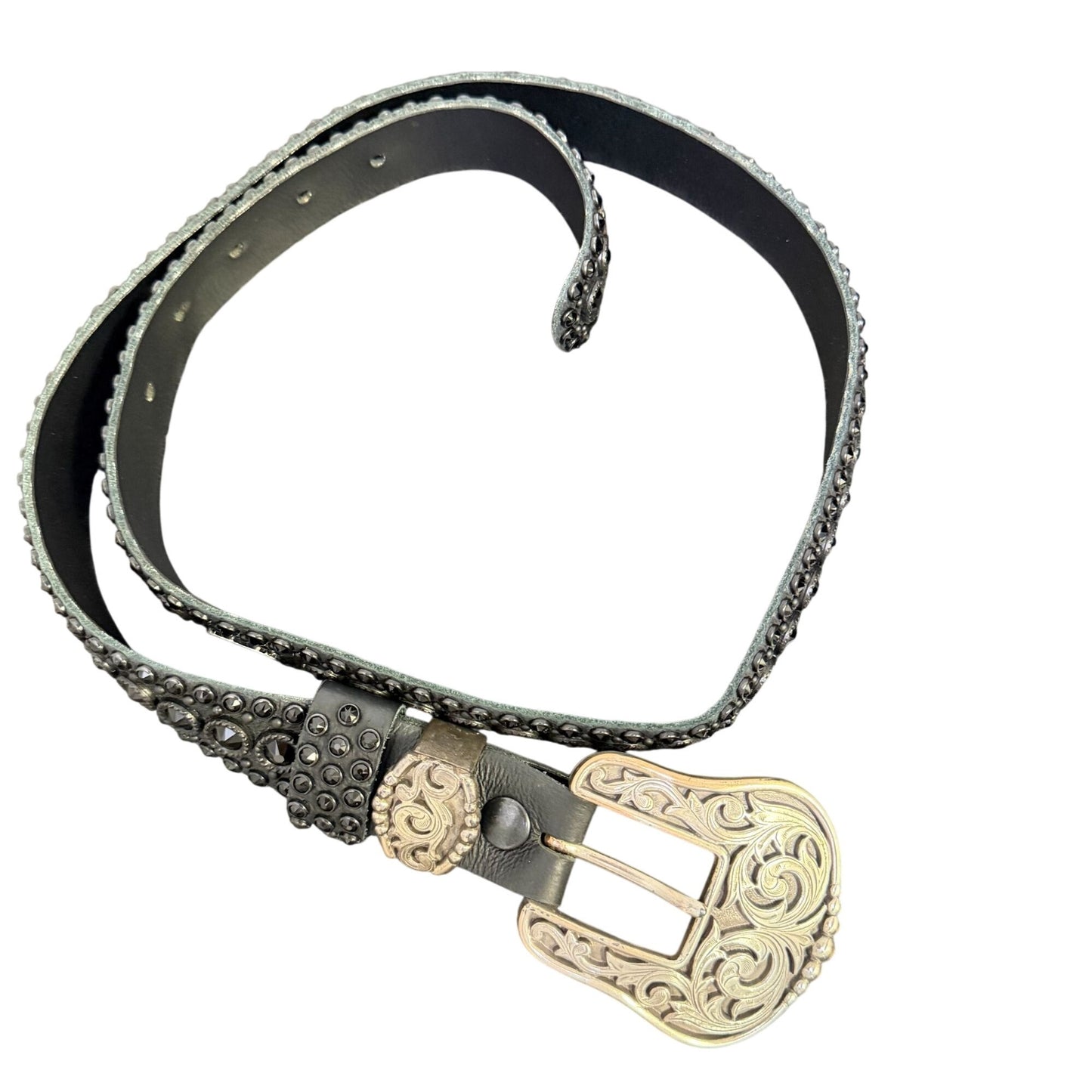 Kippys Black Leather Belt With Crystal Embellishments