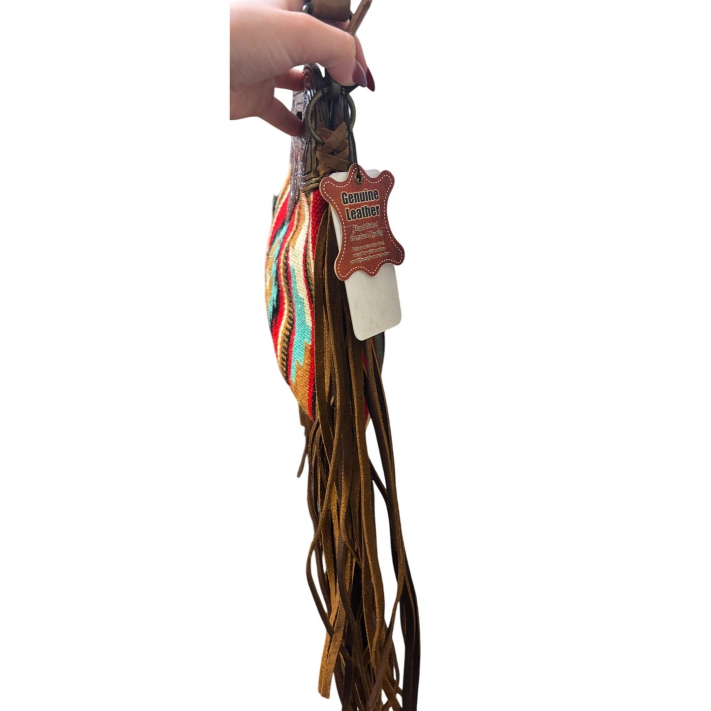 NWT American Darling Western Handbag Woven Aztec Design & Leather Fringe