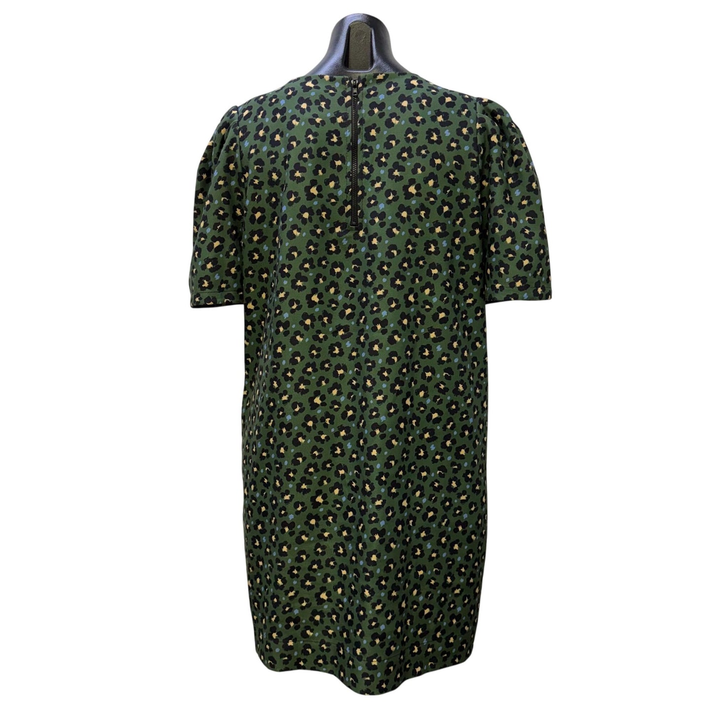 Joy Joy Green & Black Leopard Print Puff Sleeve Dress XL