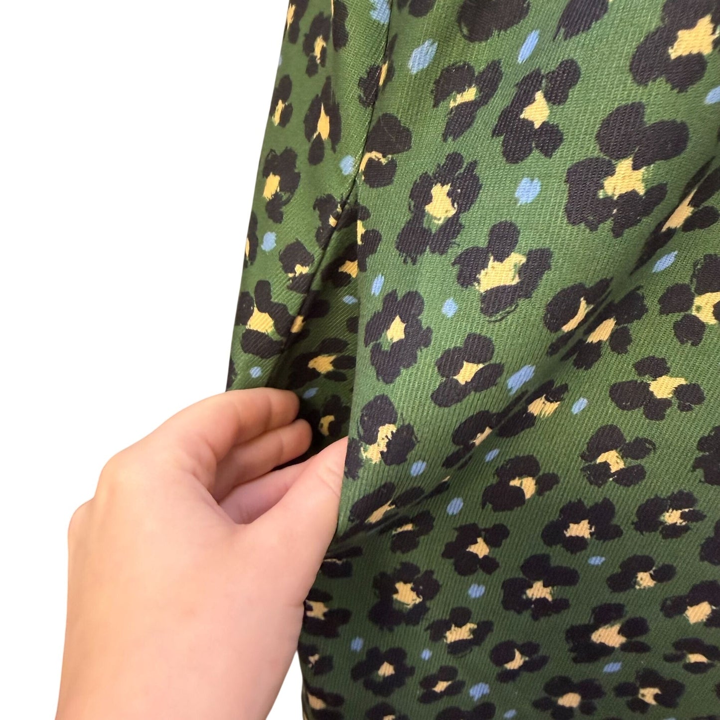 Joy Joy Green & Black Leopard Print Puff Sleeve Dress XL