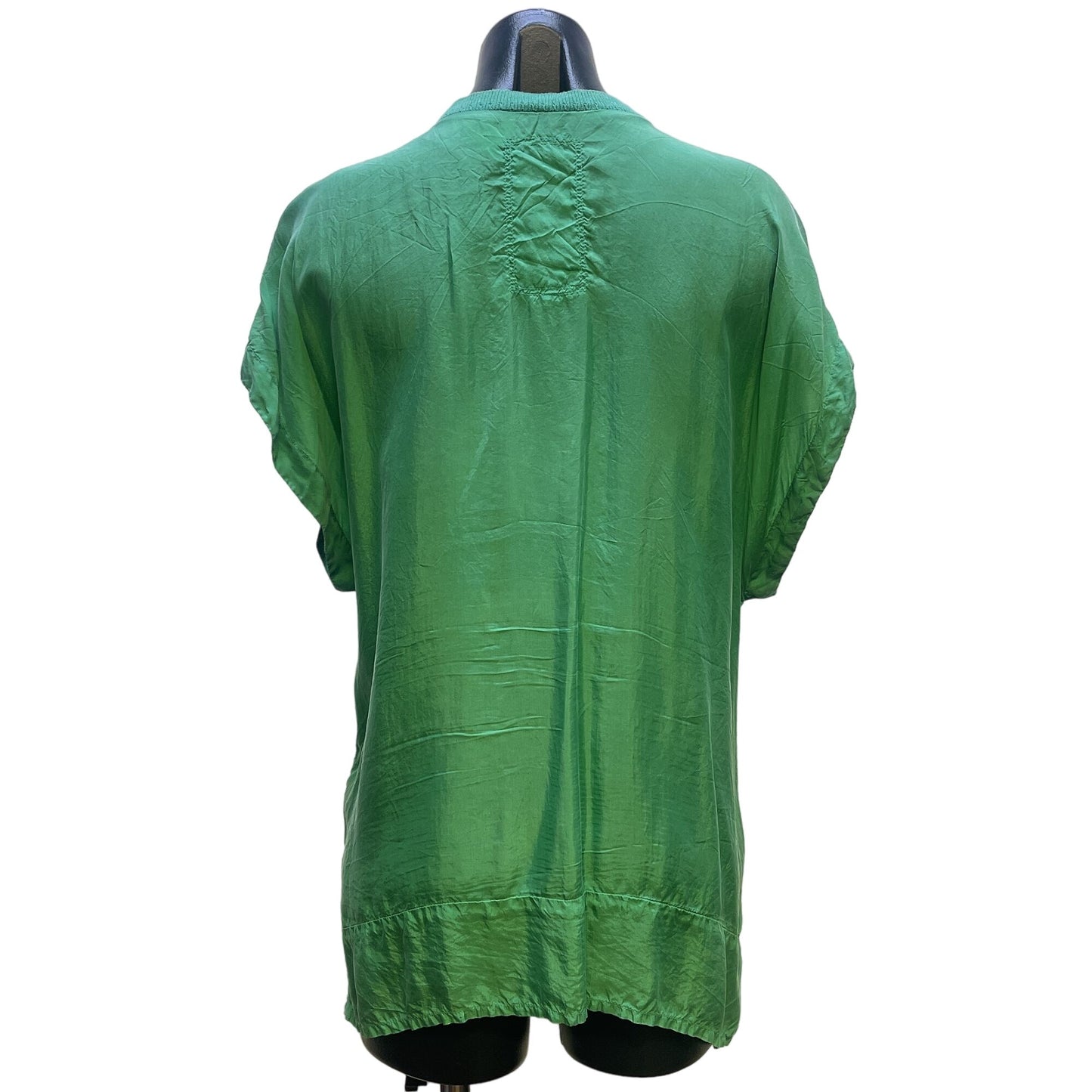 Pete & Greta Johnny Was Green w/Silver Embroidery Tunic Blouse Size Medium