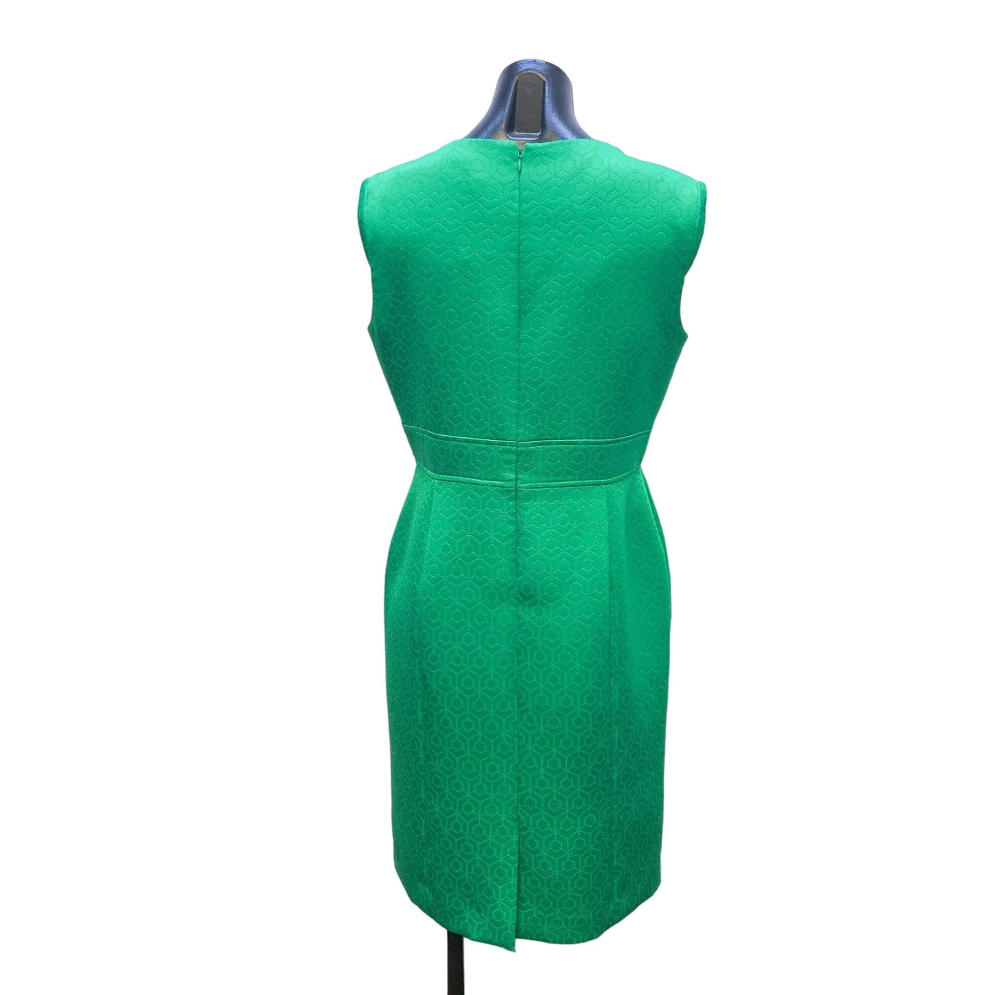 Tahari Green Checkered Sleeveless Dress Belted Size 10