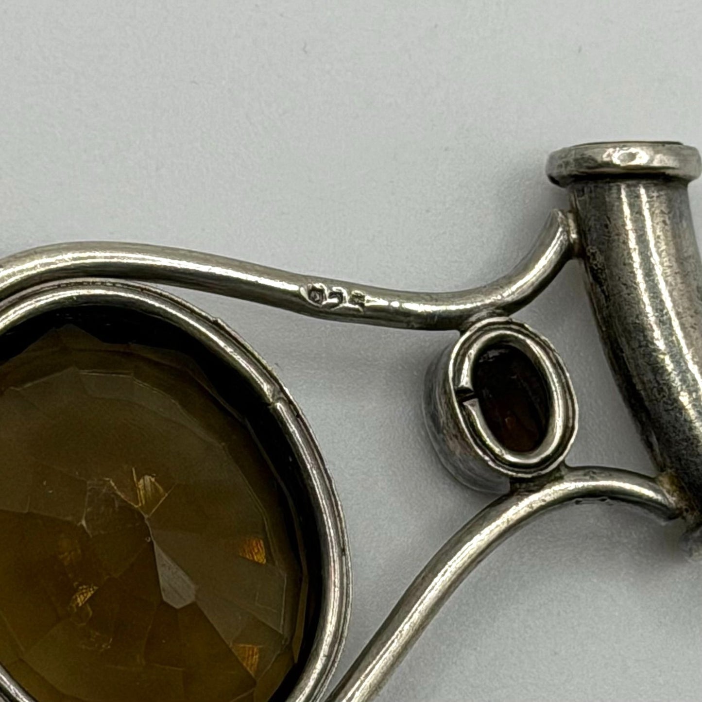 925 Sterling Silver Pendant With Two Faceted Smoky Quartz Crystals