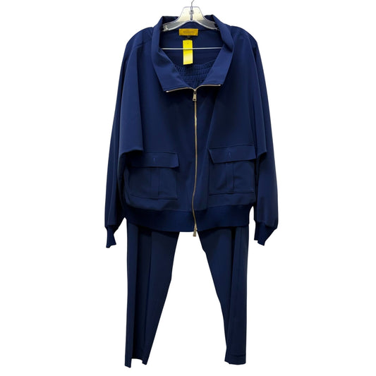 St. John 2 Pc Jacket & Pants Set Blue Size L