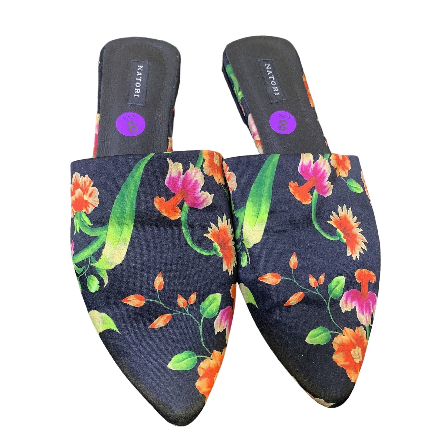 Natori Adore Floral Satin Mules 8