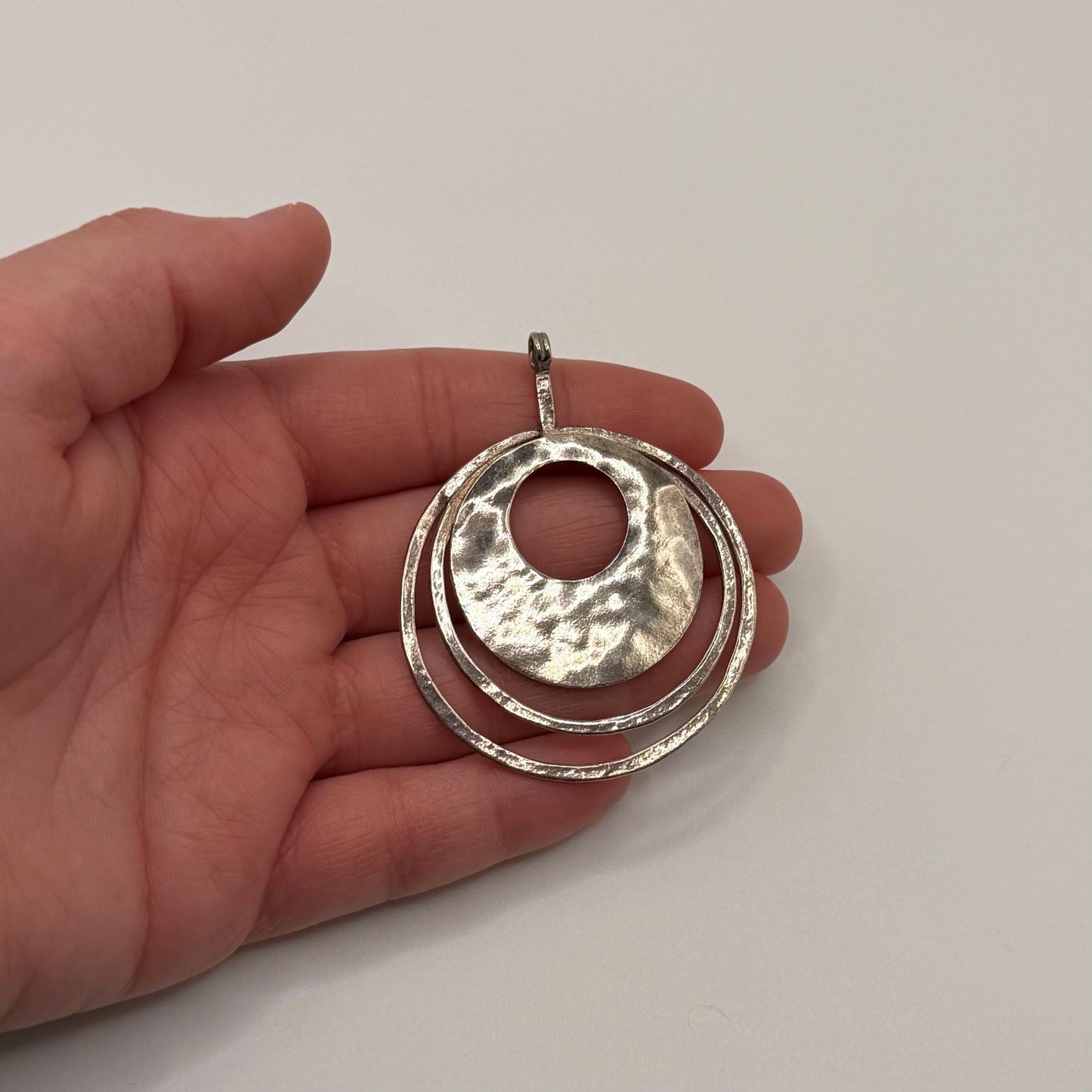 Retired Silpada Hammered 925 Sterling Silver Circular Pendant