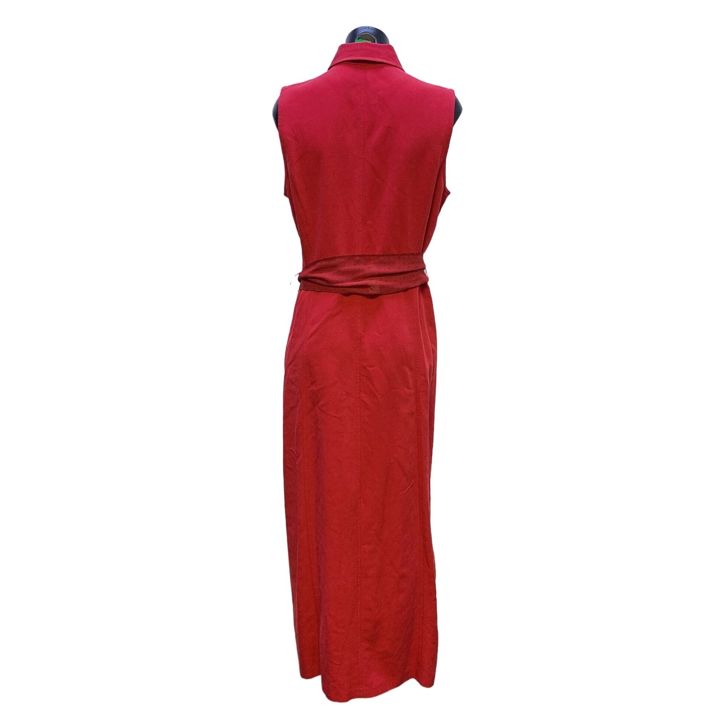 NWT Emma James Red Sleeveless Button-Down Maxi Dress With Belt Size 12