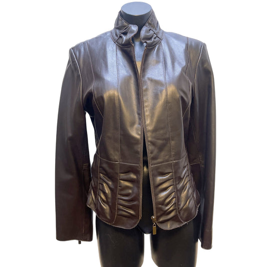 Marvin Richards Womens Dark Brown Leather Jacket Medium