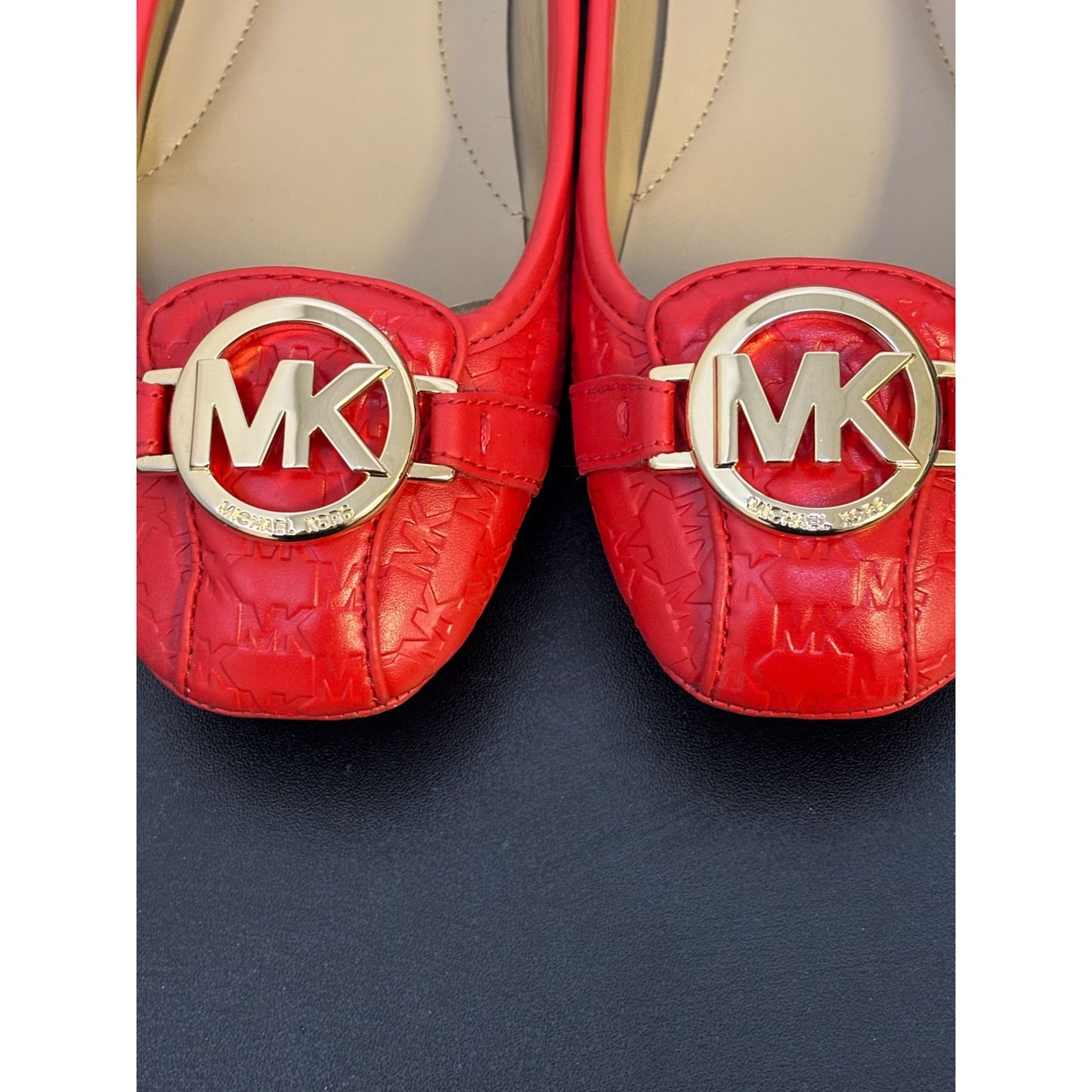 Michael Kors Red Embossed Leather Ballet Flats Size 6