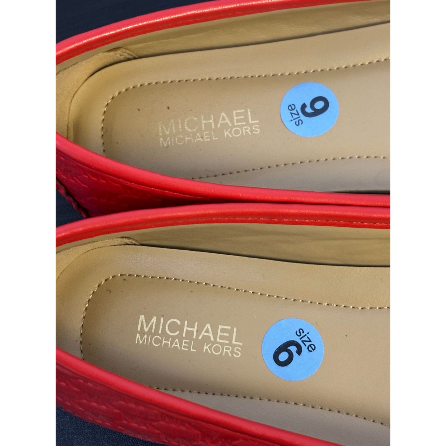 Michael Kors Red Embossed Leather Ballet Flats Size 6