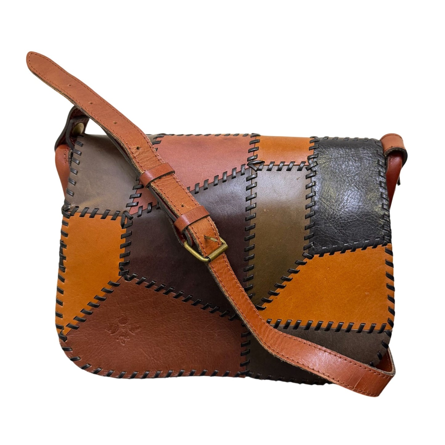 Patricia Nash Multicolor Patchwork Leather Crossbody Bag With Adjustable Strap