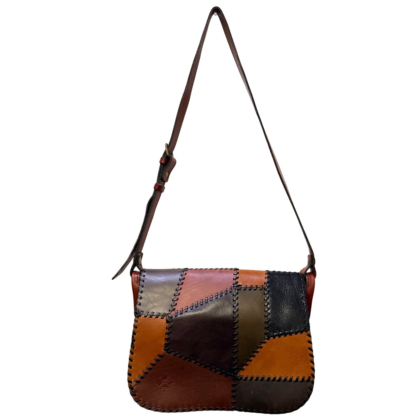 Patricia Nash Multicolor Patchwork Leather Crossbody Bag With Adjustable Strap