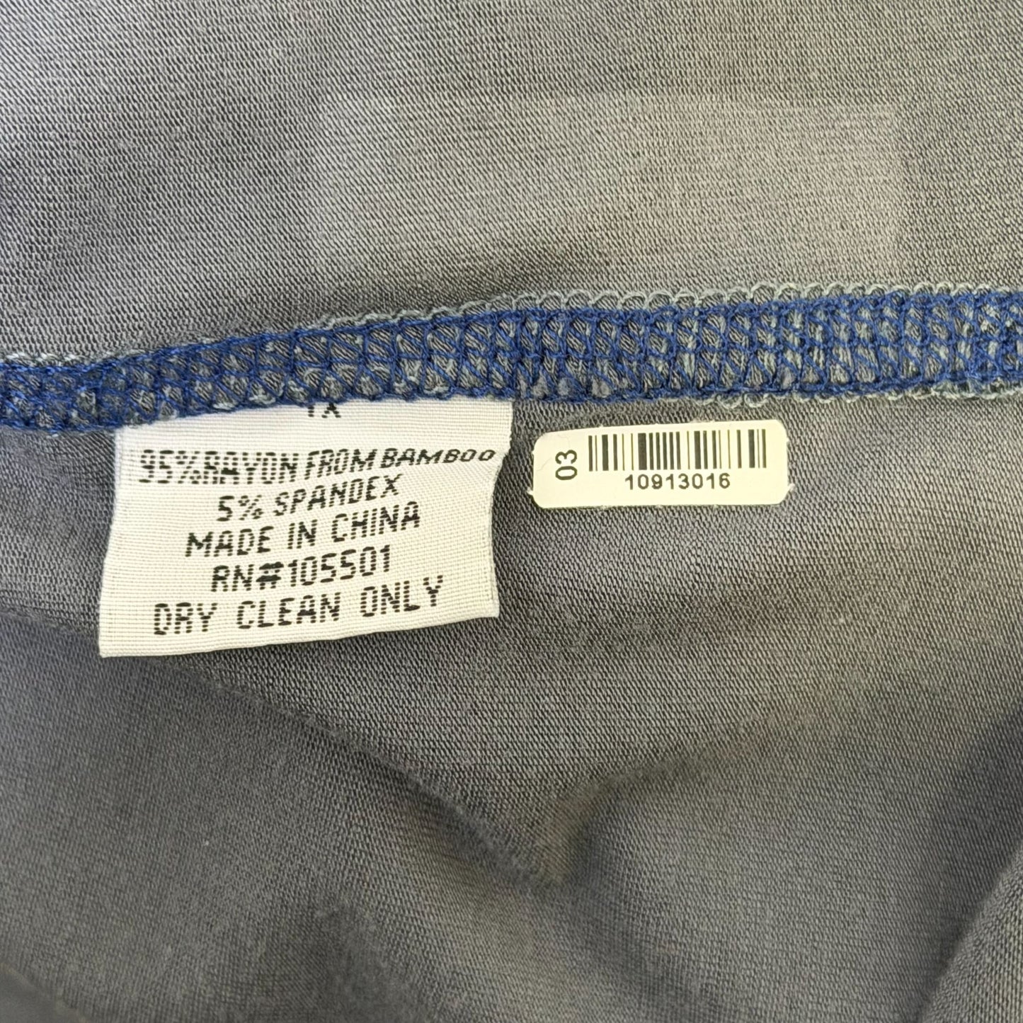 Double D Ranch Embroidered Tunic Top Gray Long Sleeves Western Style Shirt 1X