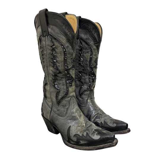 Corral Black & Grey Western Cowboy Boots Sz 6