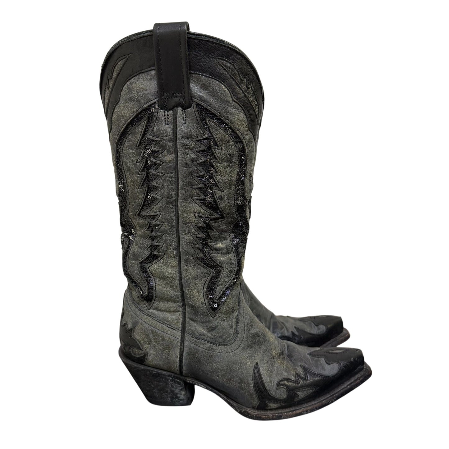 Corral Black & Grey Western Cowboy Boots Sz 6
