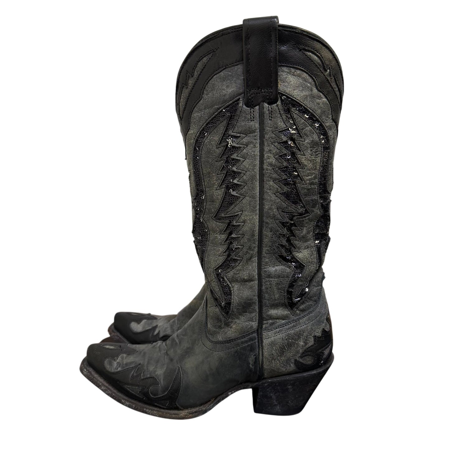 Corral Black & Grey Western Cowboy Boots Sz 6