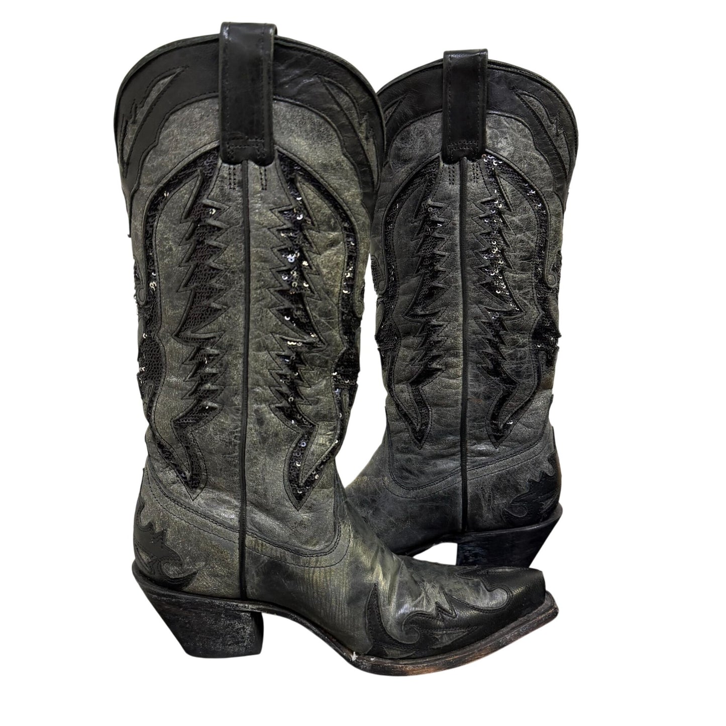 Corral Black & Grey Western Cowboy Boots Sz 6