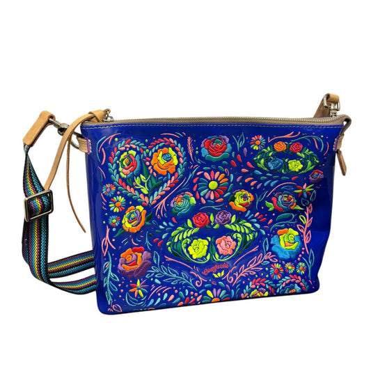 Consuela Crossbody Bag Blue Multi With Floral Embroidery