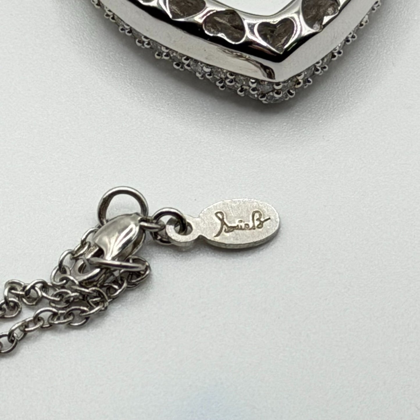 Sterling Silver 925 Heart Pendant Necklace With Cubic Zirconia Stones