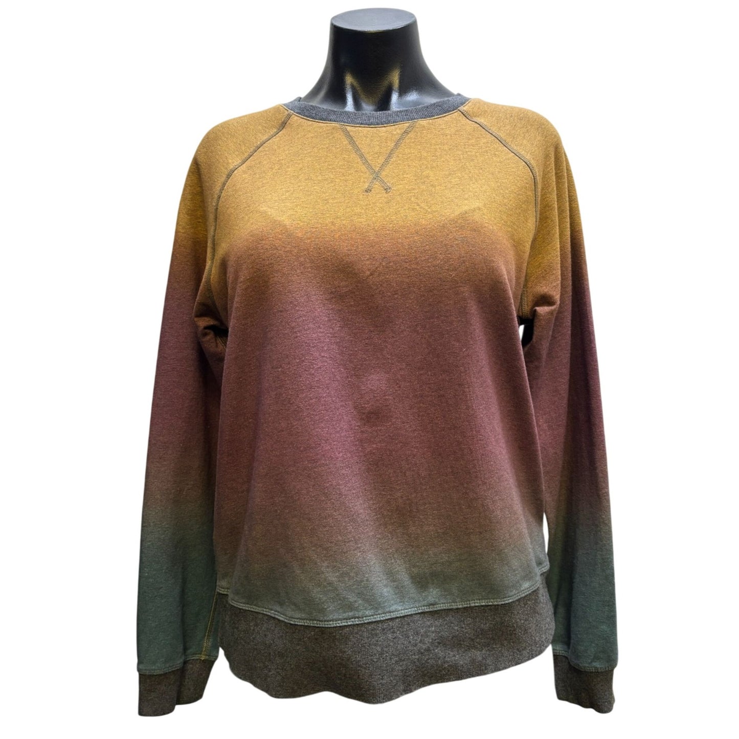 Johnny Was Ombre Pullover Sweatshirt Brown Plum Green XS