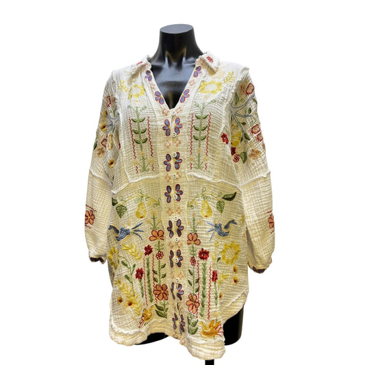 Biya Johnny Was Embroidered Floral Blouse White M