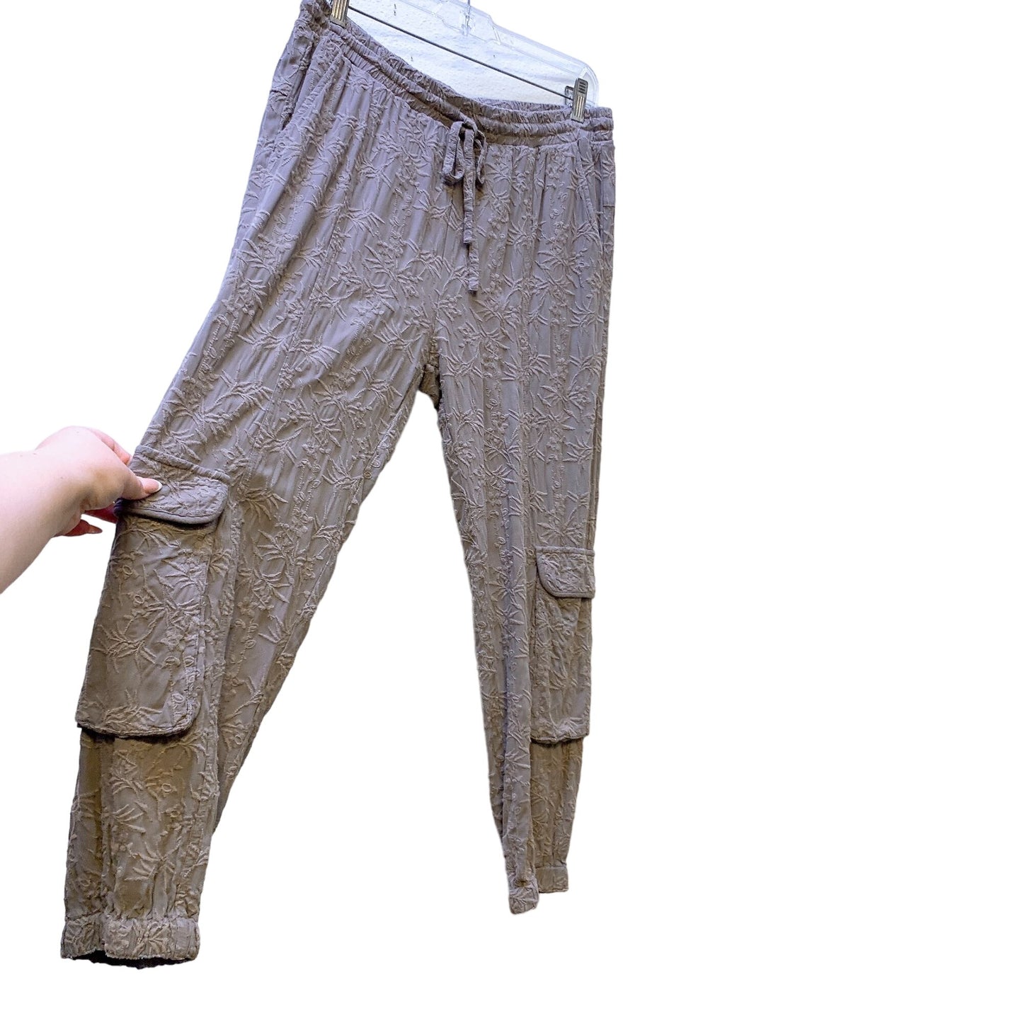 Johnny Was Taupe Embroidered Cargo Pants Size Small