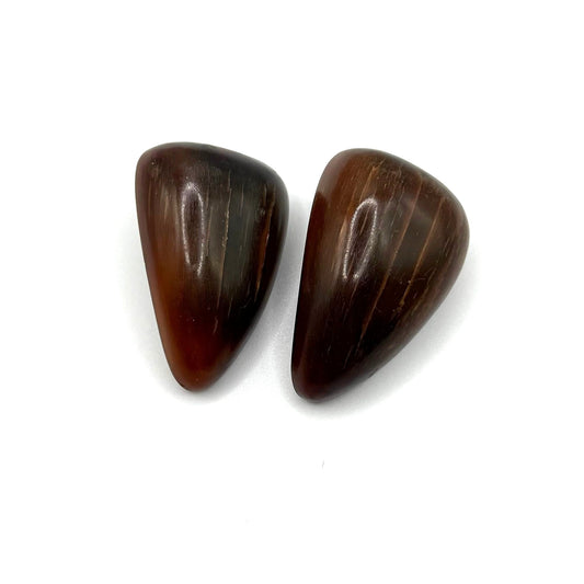 Gerda Lynggaard Monies Clip-On Brown Horn Earrings Vintage