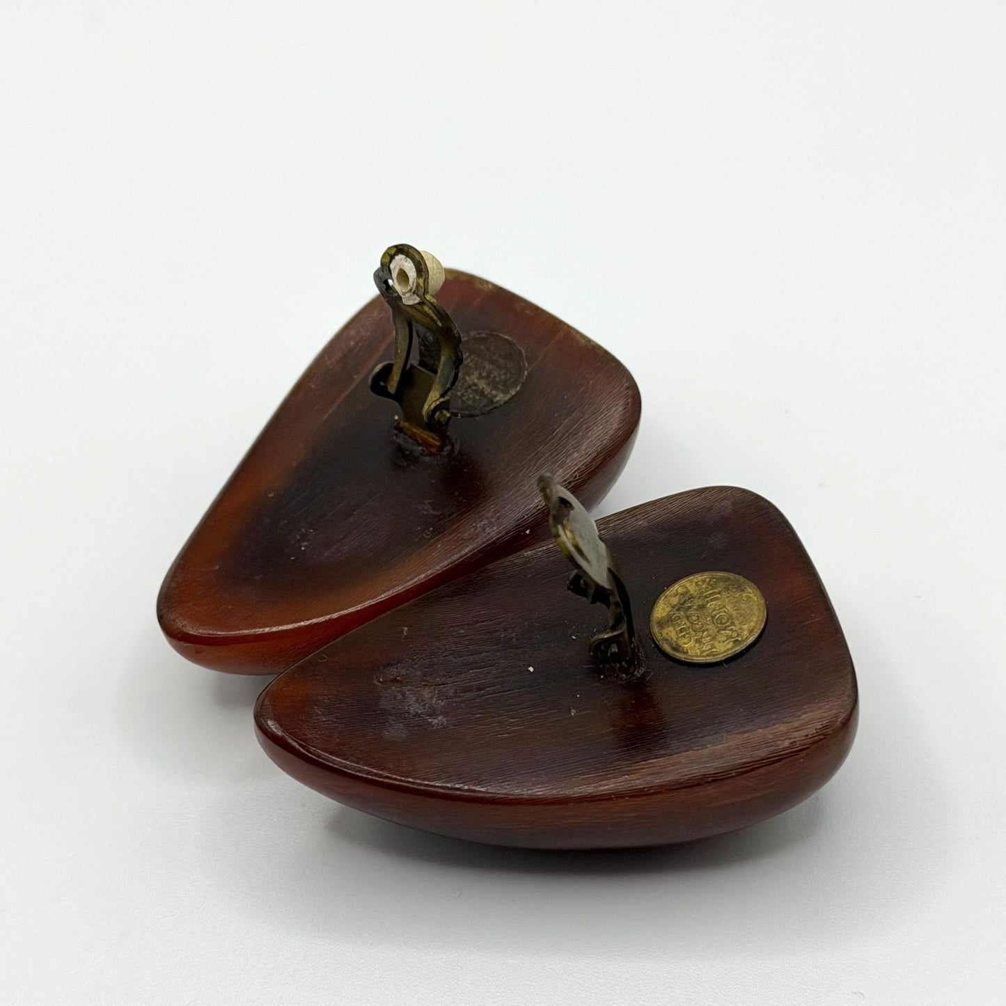 Gerda Lynggaard Monies Clip-On Brown Horn Earrings Vintage