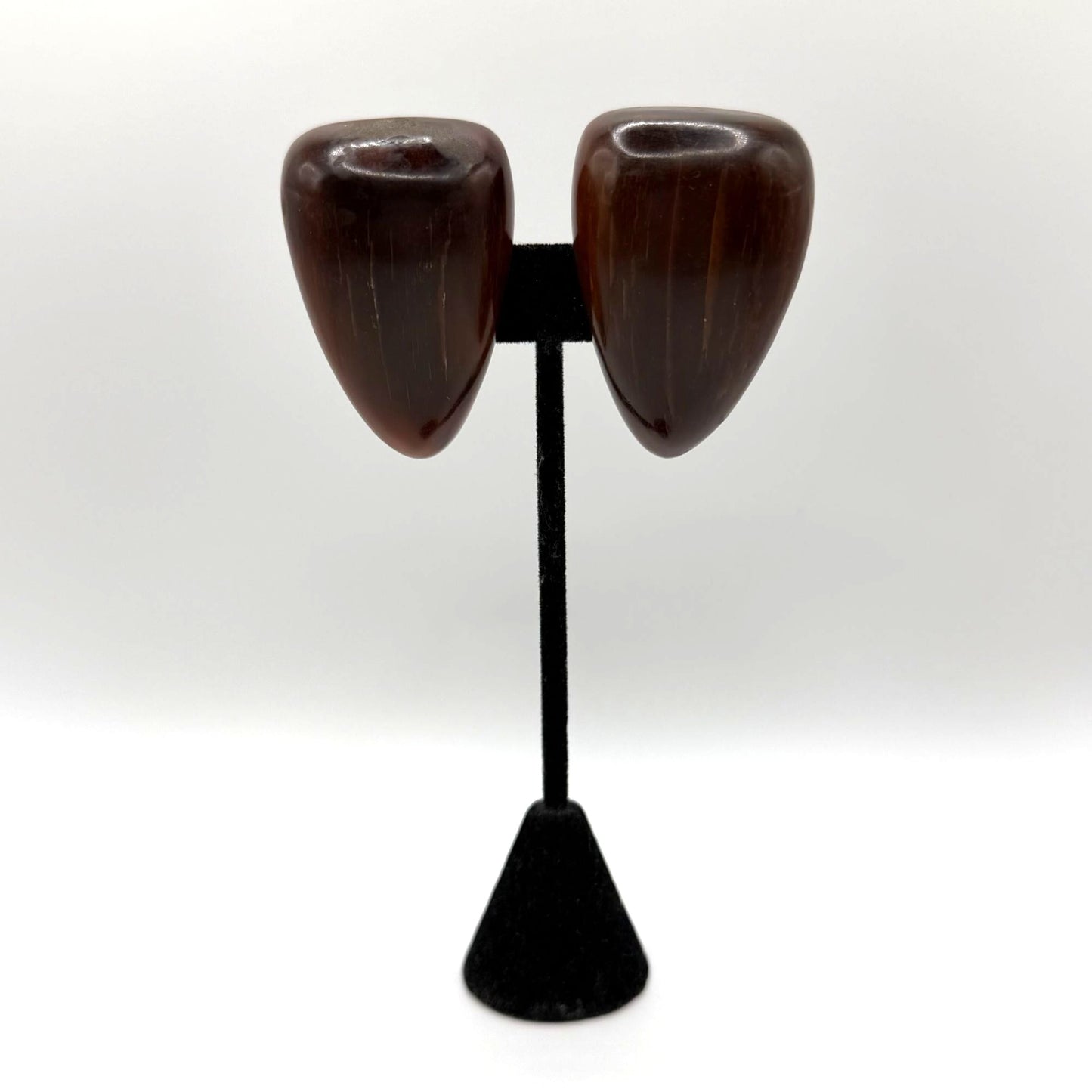 Gerda Lynggaard Monies Clip-On Brown Horn Earrings Vintage