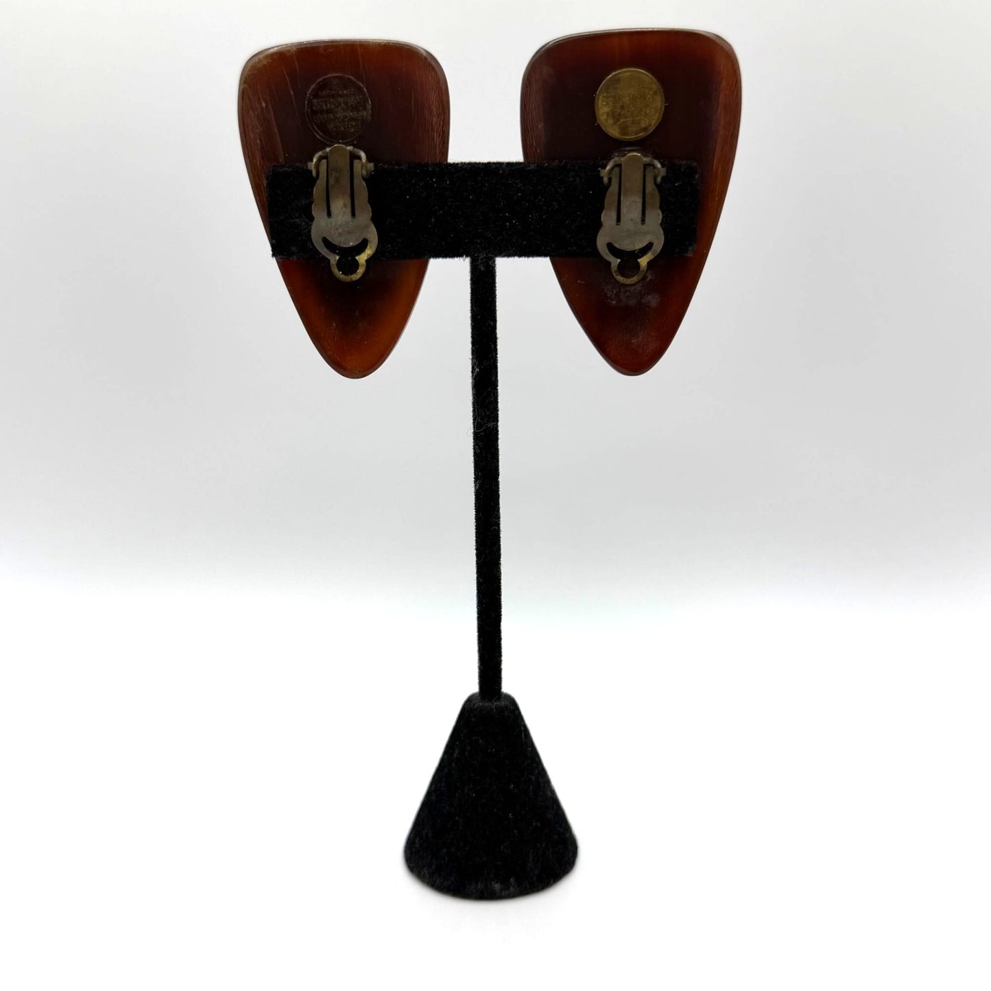 Gerda Lynggaard Monies Clip-On Brown Horn Earrings Vintage