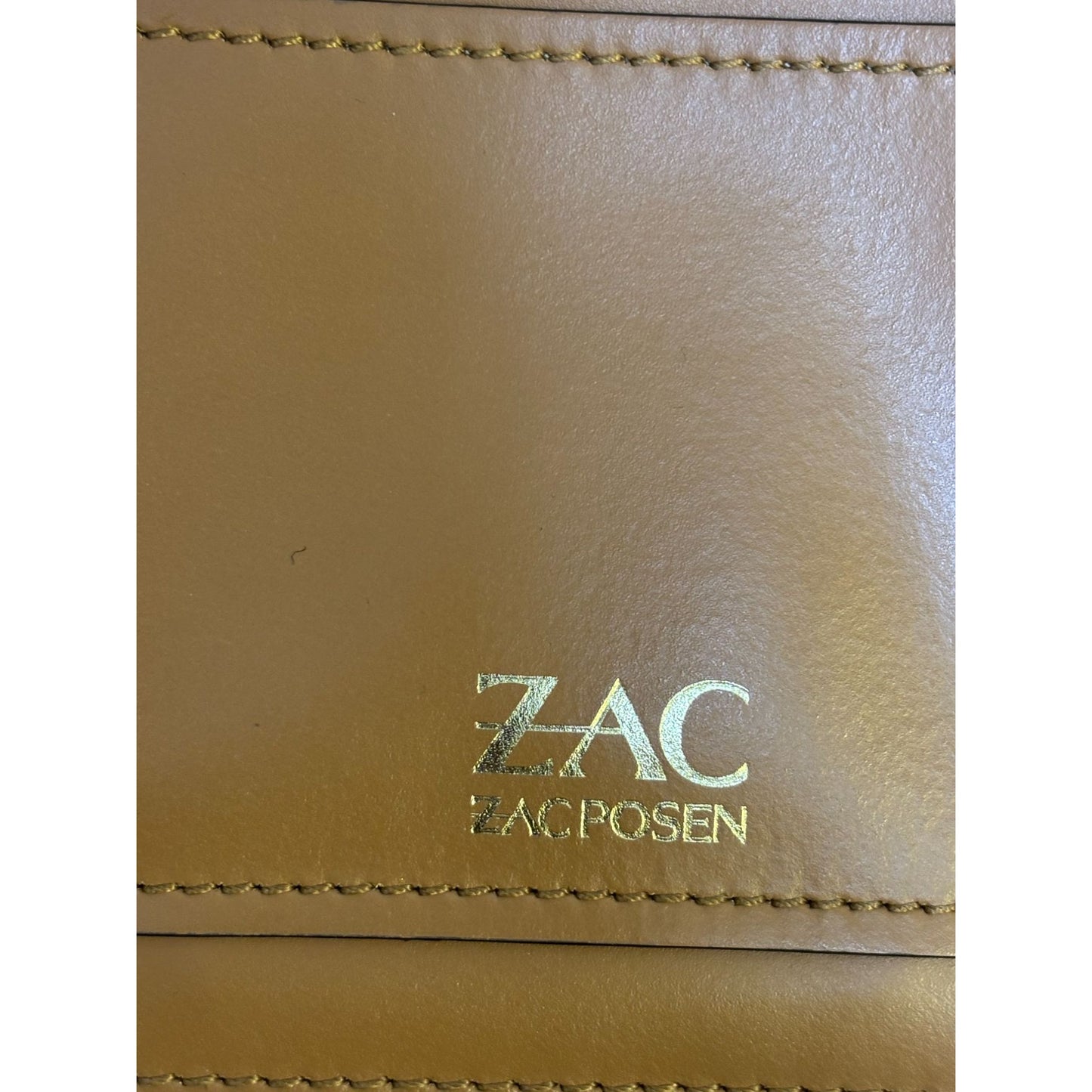 Zac Posen Brown Leather Crossbody Bag With Gold Chain Strap & Lock Closure