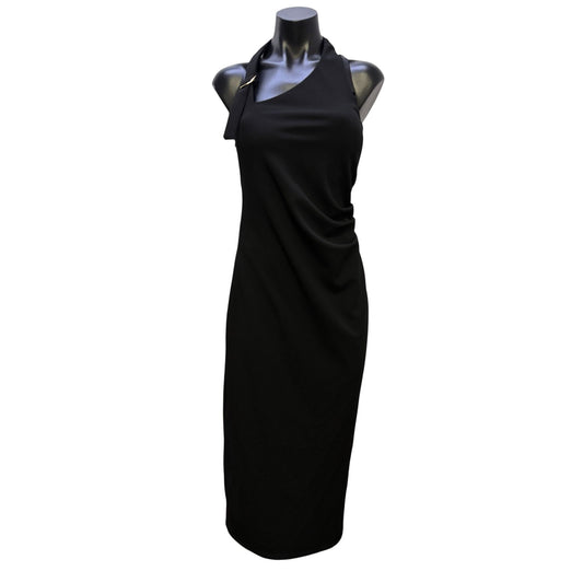 NWT Winnie & Co. Black Halter Neckline Midi Dress Size 6