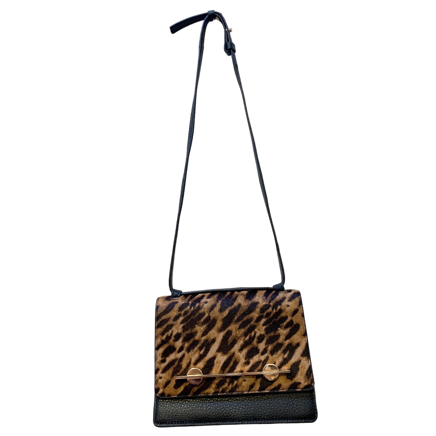 Vince Camuto Leopard Print Leather Crossbody Bag - Adjustable Strap & Gold Accents