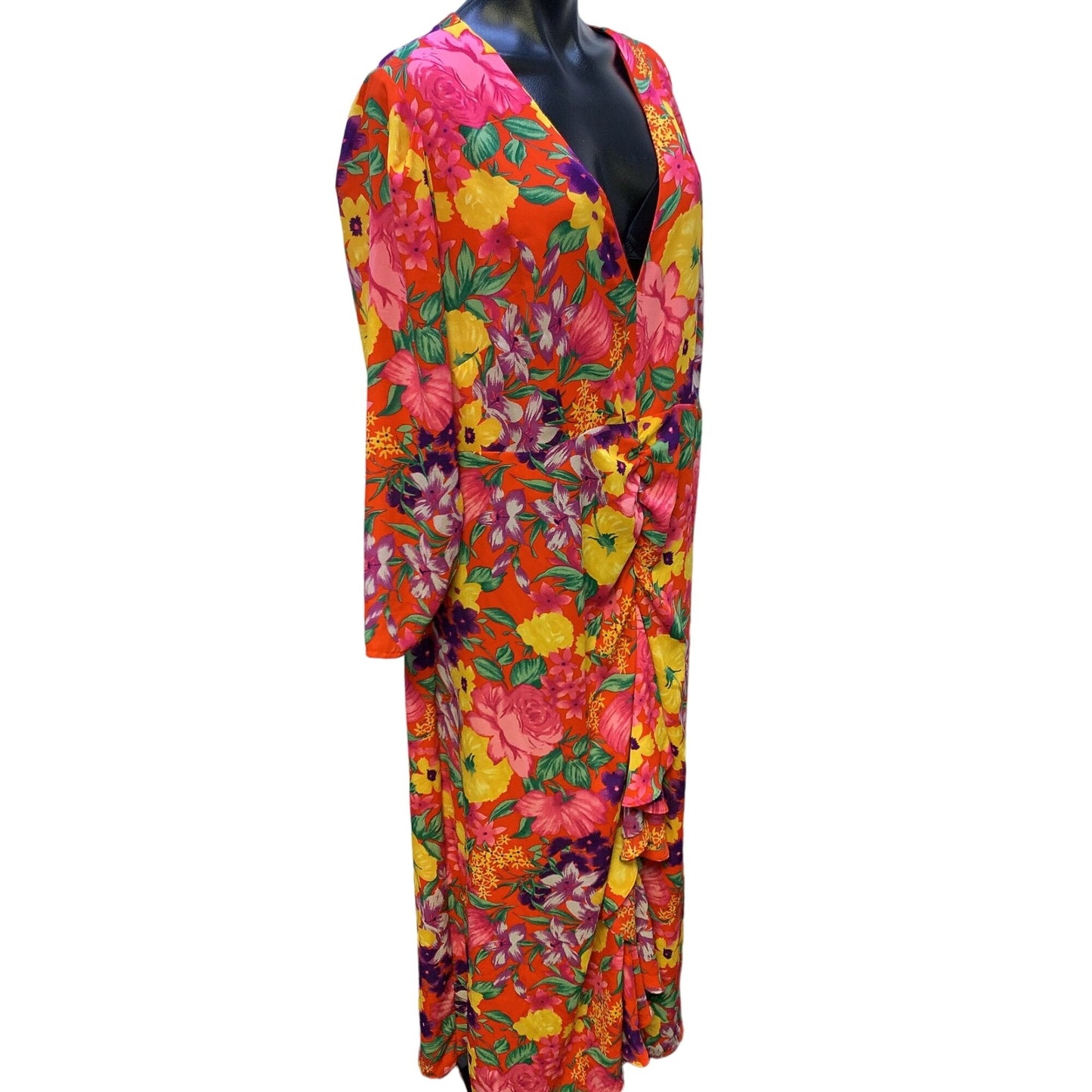 *Rixo Red & Yellow Floral Print Dress Size 16W/18W