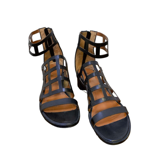 *Aquatalia Black & Brown Leather Sandals Size 10.5